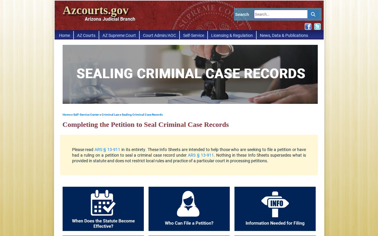 Arizona court sealing instructions for Mohave County arrest records