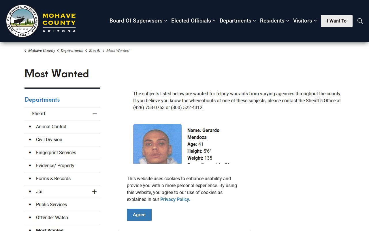 Mohave County most wanted fugitives official sheriff page